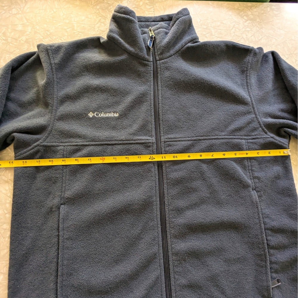 Columbia Mens Full Zip Fleece Jacket Navy Blue Medium Mock Neck Outdoor Layer - Picture 5 of 5